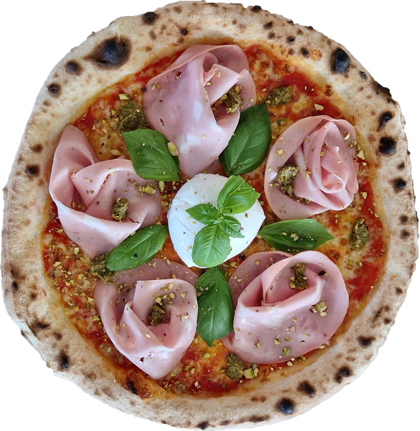 Pizza mit Rucola, Schinken und Parmesan